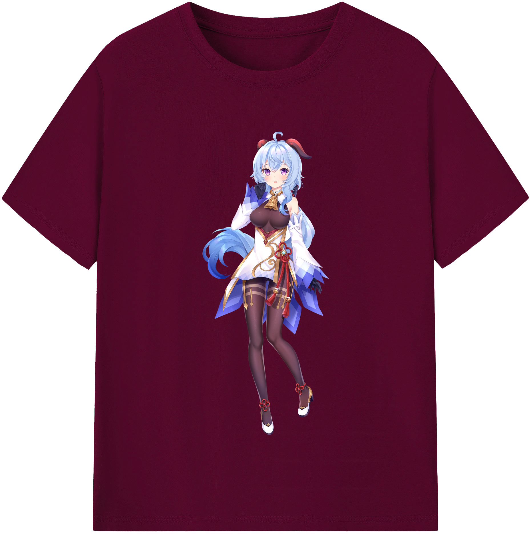 げんし神 甘雨 かんう genshin Ganyu レディースカジュアルプリントTシャツ（綿100％）
